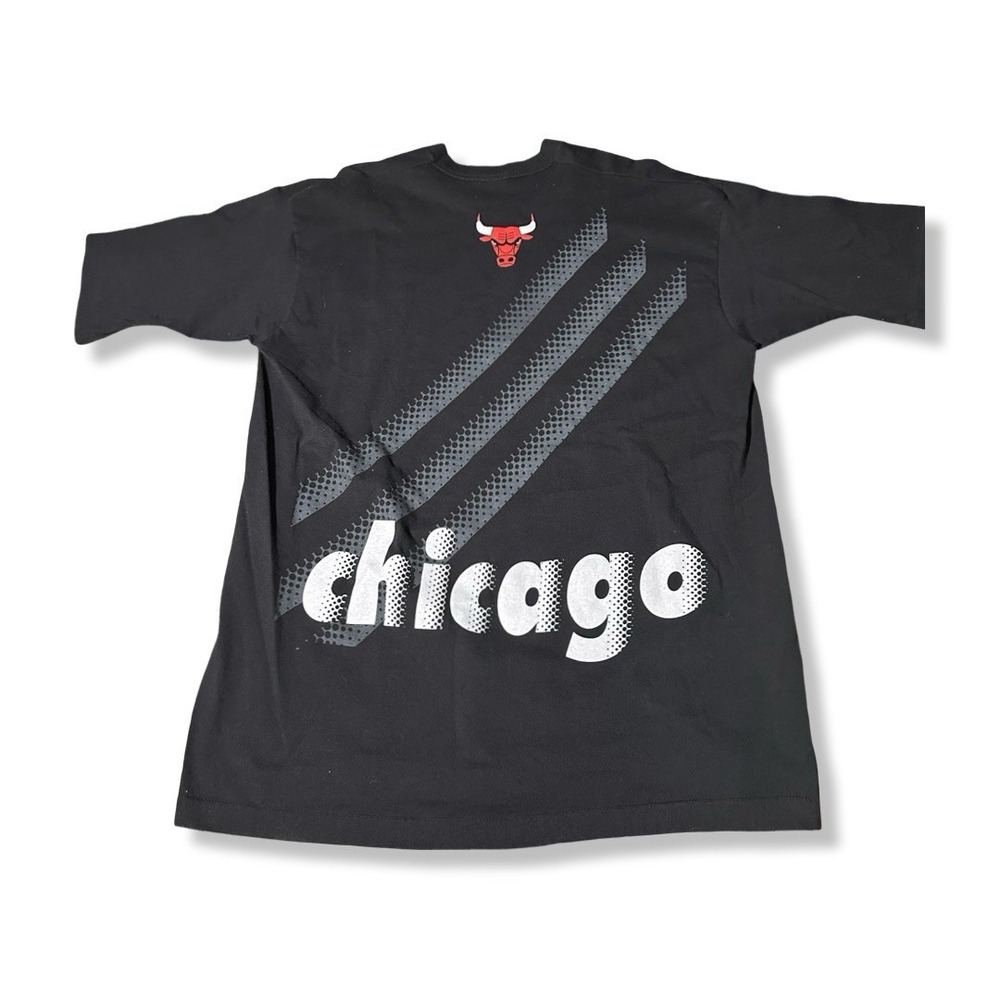 Vintage 90s Chicago Bulls Salem Sportswear AOP Black T Shirt Size XL NBA - Picture 2 of 6